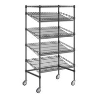 Regency 24" Wide Black Epoxy 5-Shelf Angled Mobile Merchandising Rack