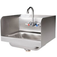 Advance Tabco 7-PS-66 Hand Sink with Splash Mounted Gooseneck Faucet and Side Splash Guards - 17 1/4 inch