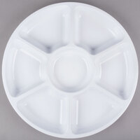 Fineline D16777.WH Innovative Caterware 16 inch Round White Plastic 7-Compartment Tray - 12/Case