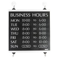 Headline Sign 4247 Century Series 13 inch x 14 inch Black Heavy-Duty Plastic Business Hours Sign
