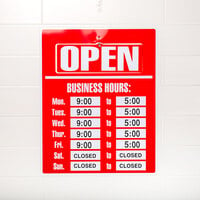 Cosco 098072 15 inch x 19 inch Red Business Hours Sign