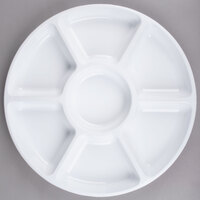 Fineline D18777.WH Innovative Caterware 18 inch Round White Plastic 7-Compartment Tray - 12/10081741002154 - 12/Case