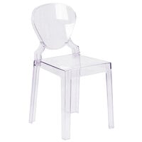 Flash Furniture OW-TEARBACK-18-GG Ghost Transparent Polycarbonate Outdoor / Indoor Chair with Tear Back