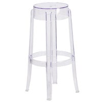 Flash Furniture FH-118-APC2-GG Transparent Polycarbonate Outdoor / Indoor Bar Height Stackable Stool with Drain Hole Seat