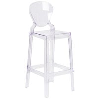 Flash Furniture OW-TEARBACK-29-GG Ghost Transparent Polycarbonate Outdoor / Indoor Bar Height Stool with Tear Back