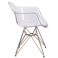 Flash Furniture FH-132-CPC1-GG Alonza Transparent Polycarbonate Side Chair with Gold Frame