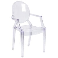 Flash Furniture FH-124-APC-CLR-GG Ghost Transparent Polycarbonate Outdoor / Indoor Stackable Chair with Oval Back and Arms