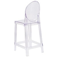 Flash Furniture OW-GHOSTBACK-24-GG Ghost Transparent Polycarbonate Outdoor / Indoor Counter Height Stool with Oval Back