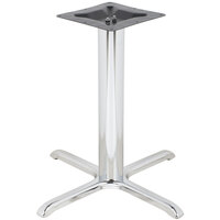 BFM Seating STB-3030CHCBP 30 inch x 30 inch Chrome Stamped Steel Counter Height Cross Table Base, 3 inch Column