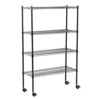 360 Office Furniture 14 inch x 36 inch Black Wire Shelving Unit with 54 inch Posts and Casters