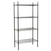 360 Office Furniture 18 inch x 36 inch Black Wire Shelving Unit with 74 inch Posts