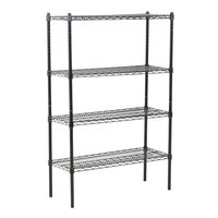 360 Office Furniture 14 inch x 36 inch Black Wire Shelving Unit with 54 inch Posts