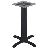 BFM Seating 22" x 22" Sand Black Stamped Steel Counter Height Indoor Cross Table Base, 4" Column