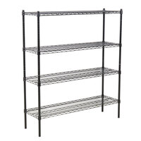 360 Office Furniture 14 inch x 48 inch Black Wire Shelving Unit with 54 inch Posts