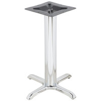 BFM Seating STB-2222CHCBP 22 inch x 22 inch Chrome Stamped Steel Counter Height Cross Table Base, 3 inch Column