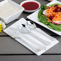 Visions Silver Heavy Weight Plastic Basic Cutlery Set with Soup Spoons - 50/Pack