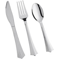 Visions Flared Heavy Weight Silver Plastic Basic Cutlery Set (50 Sets / 150 Pieces Total)