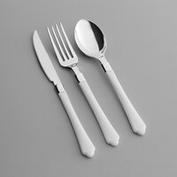 Visions Heavy Weight White Handled Plastic Basic Cutlery Set (20 Sets / 60 Pieces Total)