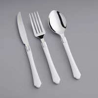 Visions Heavy Weight White Handled Plastic Basic Cutlery Set (20 Sets / 60 Pieces Total)