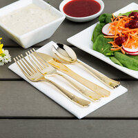 Visions Heavy Weight Gold Look Plastic Basic Cutlery Set with Extra Forks - (25 Sets / 100 Pieces Total)