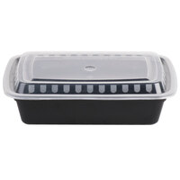 Choice 38 oz. Black 8 3/4" x 6 1/4" x 2" Rectangular Microwavable Heavyweight Container with Lid - 10/Pack