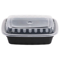 Choice 12 oz. Black 6 inch x 4 3/4 inch x 1 3/4 inch Rectangular Microwavable Heavy Weight Container with Lid - 10/Pack