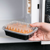 Choice 12 oz. Black 6 inch x 4 3/4 inch x 1 3/4 inch Rectangular Microwavable Heavy Weight Container with Lid - 10/Pack