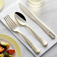 Gold Visions Heavy Weight Gold Look Plastic Basic Cutlery Set (25 Sets / 75 Pieces Total)