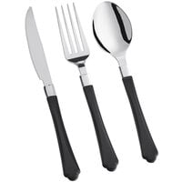 Visions Heavy Weight Black Handled Plastic Basic Cutlery Set (20 Sets / 60 Pieces Total)