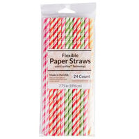 Creative Converting 090410 7 3/4" Jumbo Assorted Paper Straws - 24/Pack