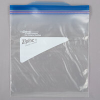 Ziploc® 696187 7 inch x 7 7/16 inch 1 Qt. Freezer Storage Bag with Double Zipper and Write-On Label - 300/Case