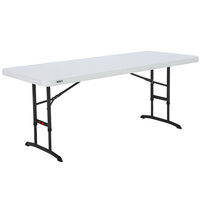 Lifetime 80565 30 inch x 72 inch Rectangular Almond Commercial-Grade Adjustable Height Plastic Folding Table