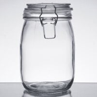 Choice 34 oz. Hinge Top Glass Storage Jar - 4/Pack