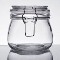 Choice 17 oz. Hinge Top Glass Storage Jar - 4/Pack