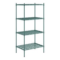 Regency 24" Wide Four Shelf Green Epoxy Heavy-Duty Dunnage Shelving Unit - 3200 lb.