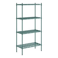 Regency 18" x 36" x 74" Four Shelf Green Epoxy Heavy-Duty Dunnage Shelving Unit - 3200 lb.