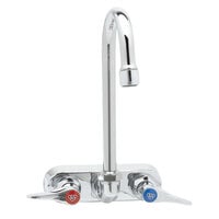 T&S B-1146-02A-CR Wall Mounted Workboard Faucet with 4 inch Centers, 4 3/8 inch Gooseneck Spout, 2.2 GPM Aerator, Cerama Cartridges, and Lever Handles