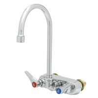 T&S B-1146-XS-F12 Wall Mounted Workboard Faucet with 4" Centers, 5 3/4" Gooseneck Spout, 1.2 GPM Aerator, Eterna Cartridges, and Lever Handles