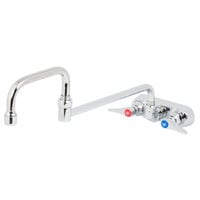 T&S B-1136-CR Wall Mounted Workboard Faucet with 4 inch Centers, 18 inch Double-Jointed Swing Spout, 2.2 GPM Aerator, Cerama Cartridges, and Lever Handles
