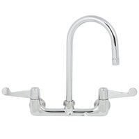 Equip by T&S 5F-8WWB05 Wall Mounted Faucet with 7 15/16 inch Gooseneck Spout, 8 inch Centers, Laminar Flow Device, and Wrist Handles