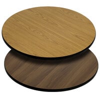 Flash Furniture XU-RD-24-WNT-GG 24" Natural / Walnut Reversible Laminated Round Table Top