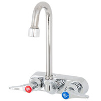 T&S B-1115-132XF1CR Wall Mounted Workboard Faucet with 4 inch Centers, 9 3/8 inch Gooseneck Spout, 1 GPM Aerator, Cerama Cartridges, and Lever Handles