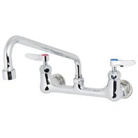 T&S B-0231-VF22-CR Wall Mounted Faucet with 8 inch Adjustable Centers, 12 inch Swing Spout, 2.2 GPM Aerator, Cerama Cartridges, and Lever Handles