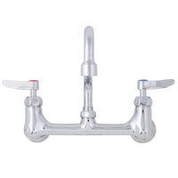 T&S B-2342-VF22-CR Wall Mounted Faucet with 8 inch Adjustable Centers, 10 inch Swing Spout, 2.2 GPM Aerator, Cerama Cartridges, and Lever Handles