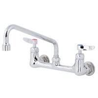 T&S B-2342-VF22-CR Wall Mounted Faucet with 8 inch Adjustable Centers, 10 inch Swing Spout, 2.2 GPM Aerator, Cerama Cartridges, and Lever Handles