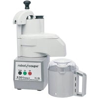 Robot Coupe R301 Combination Food Processor with 3.5 Qt. Gray Bowl, Continuous Feed & 2 Discs - 1 1/2 hp