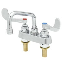 T&S B-1110-XS-WH4 Deck Mounted Workboard Faucet with 4" Centers, 6" Swing Spout, 2.2 GPM Aerator, Eterna Cartridges, and Wrist Handles