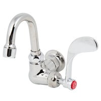 T&S B-0210-131X-CR4 Wall Mounted Single Hole Faucet with 5 5/8 inch Gooseneck Spout, Stream Regulator Outlet, Cerama Cartridges, and Wrist Handle