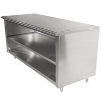 Advance Tabco EB-SS-304M 30 inch x 48 inch 14 Gauge Open Front Cabinet Base Work Table with Fixed Mid Shelf