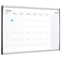 Quartet ARCCP3018 18 inch x 30 inch Magnetic Steel Monthly Calendar Whiteboard with Silver Aluminum Frame